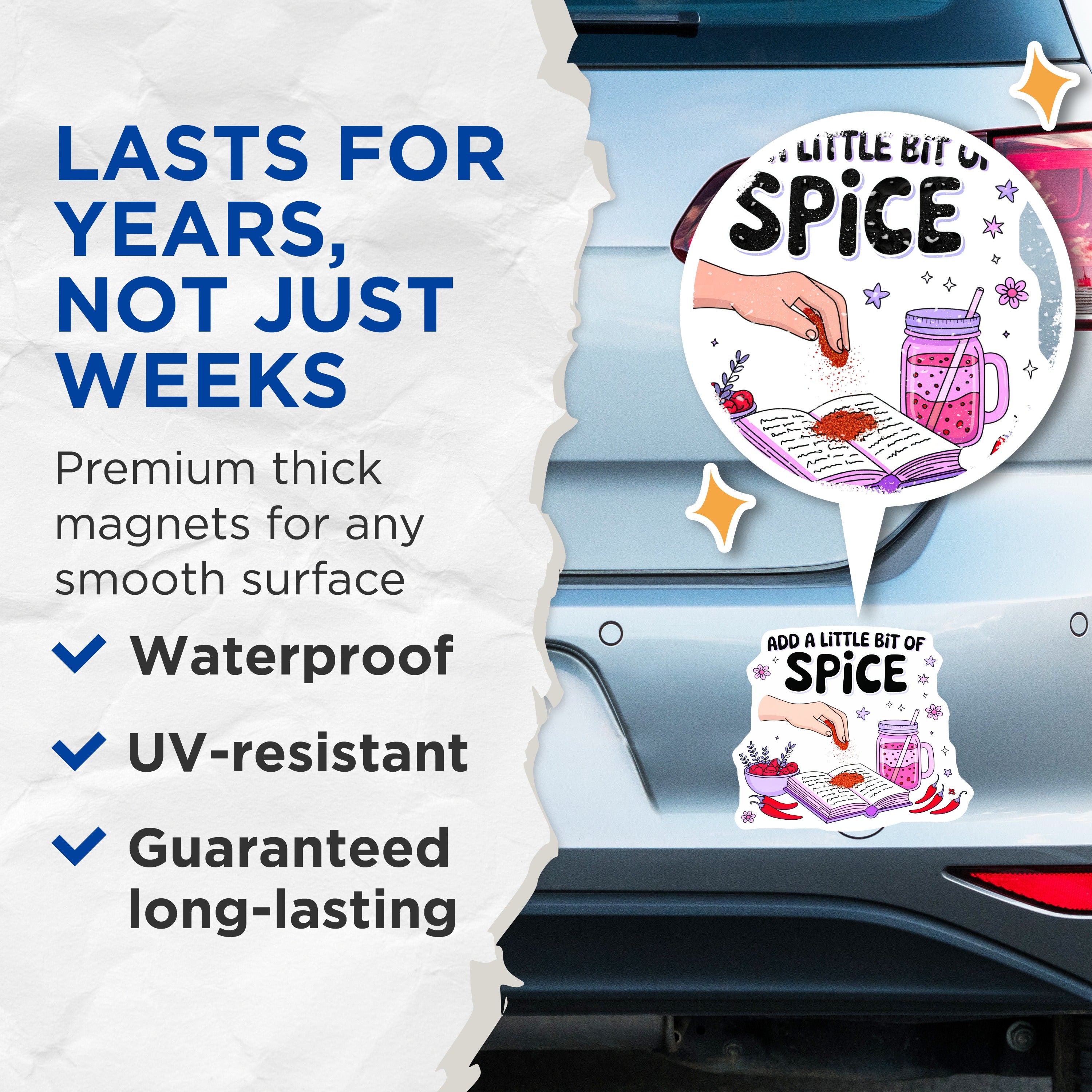 (2 Pack) Add A Little Bit of Spice Magnets - Kitchen Decor - Cooking Humor - Foodie Refrigerator Accent - 5 Inches On Longest Side - Thick Durable Magnet - Made in USA - MAG39717