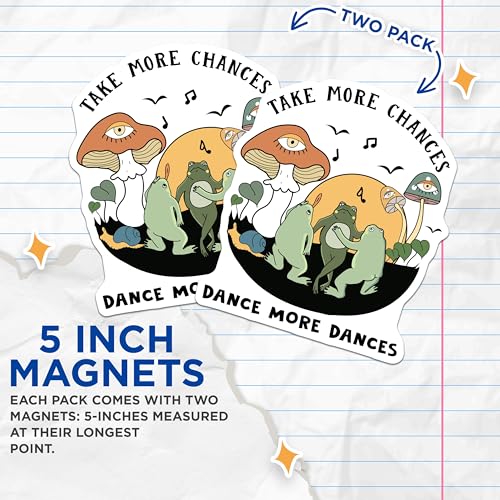 (2 Pack) Take More Chances Magnets - Dance More Dances - Fun Fridge Decor - Cute Frog Magnet Set - 5" On Longest Side - for Cars, Fridges, Toolboxes - Made in USA - MAG6868