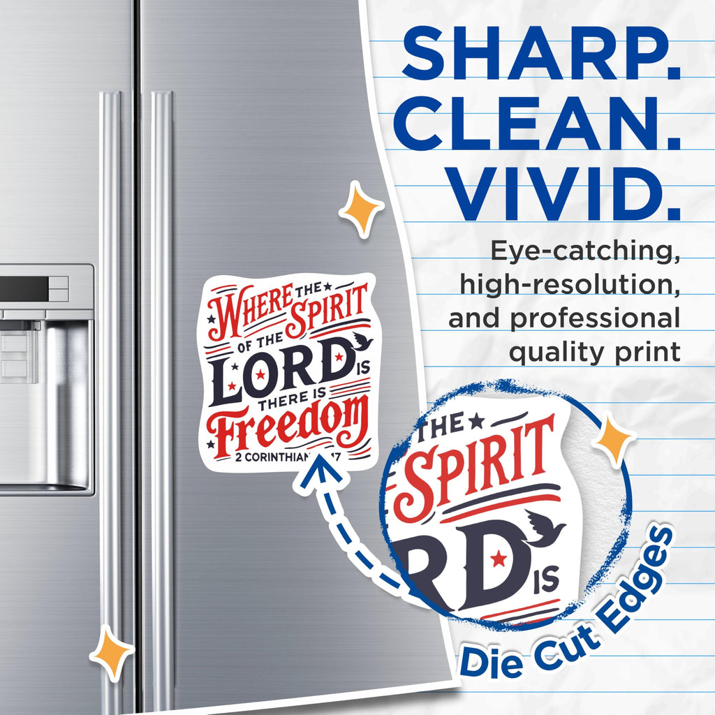 (2 Pack) Where The Spirit Of The Lord Is There Is Freedom 2 Cornithians 3:17 Bible Verse Magnets - 5 Inches On Longest Side - Premium Vinyl - For Cars, Refrigerators, Toolboxes - Made In USA - MAG2212