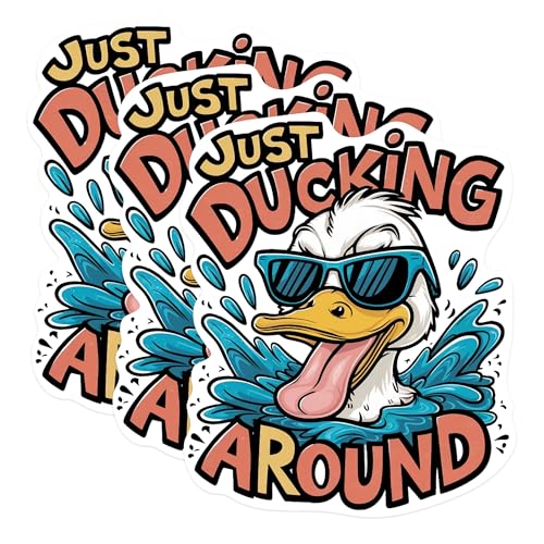 (3 Pack) Ducking Around Decals - Funny Duck Decal - Laptop Decals - 3 Inches On Longest Side - Easy Peel & Apply - Made in USA - 3MCS0918