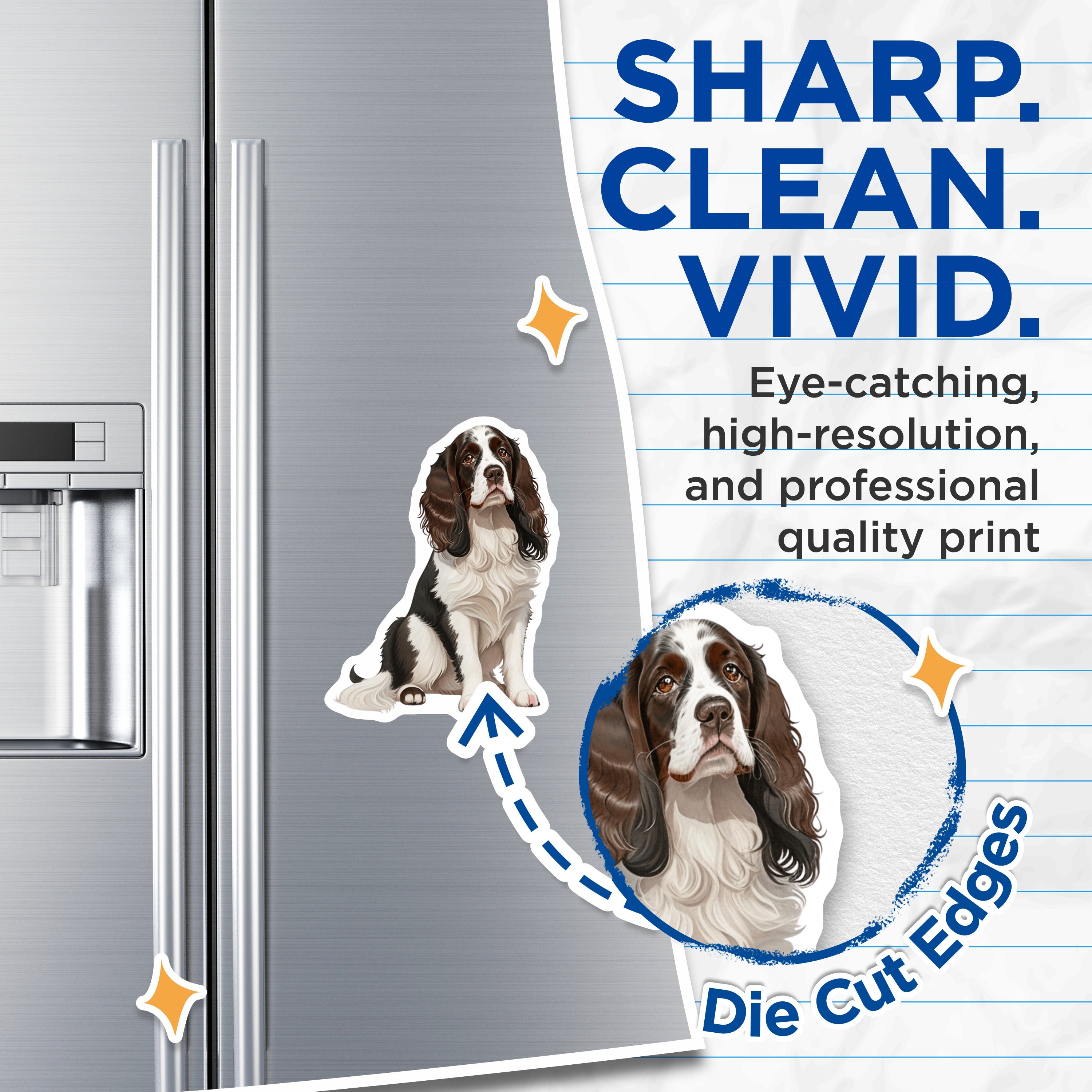 (2 Pack) Springer Spaniel Dog Magnets - Adorable Pet Lover Accessory - Canine Refrigerator Art for Dog Moms Dads - 5 Inches On Longest Side - Thick Durable Magnet - Made in USA - MAG39768