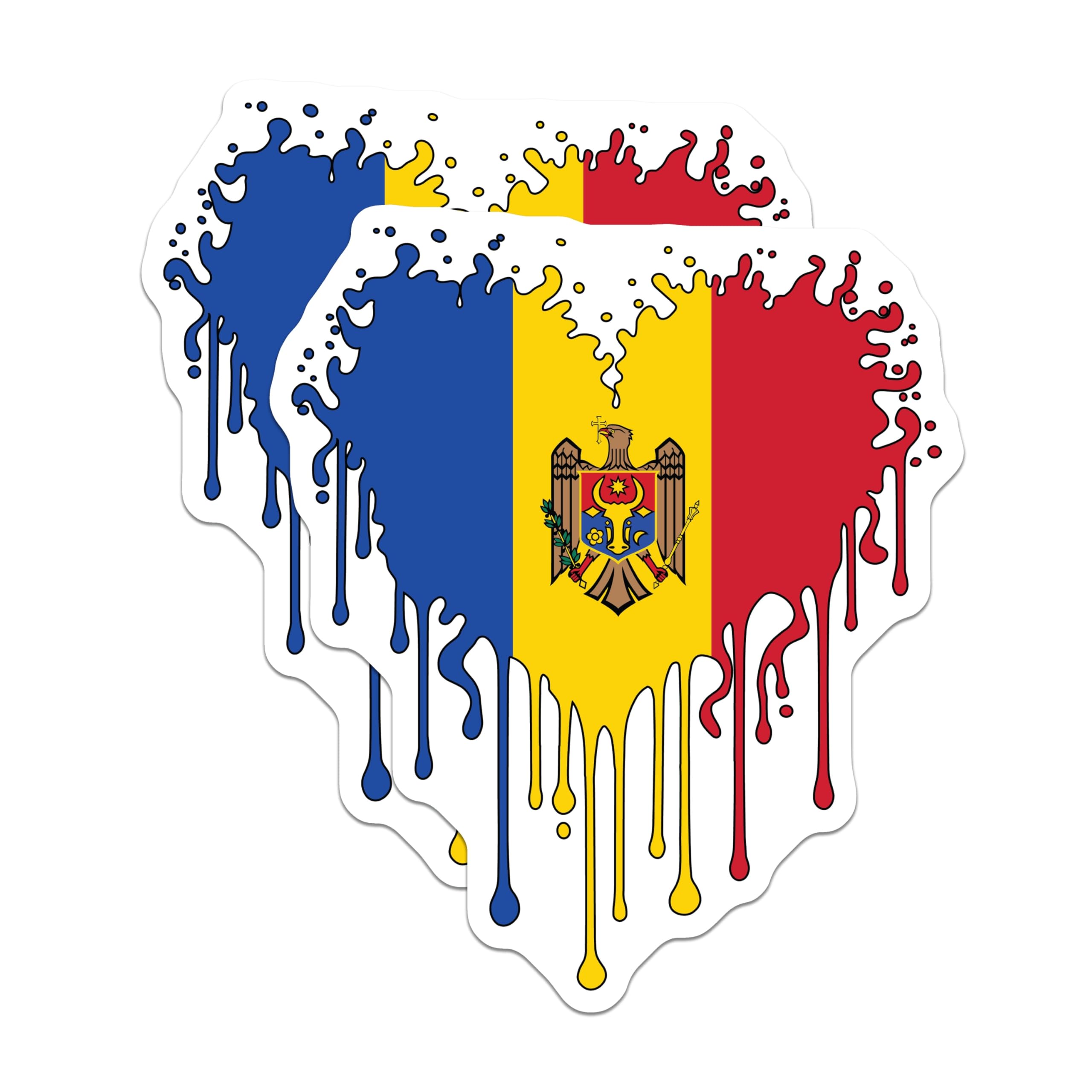 (2 Pack) Moldova Flag Magnets - Moldovan Heart Decor - Moldova Souvenir - 5" On Longest Side - Premium Magnet - for Cars, Refrigerators, Toolboxes, Lockers - Made in USA - MAG18035