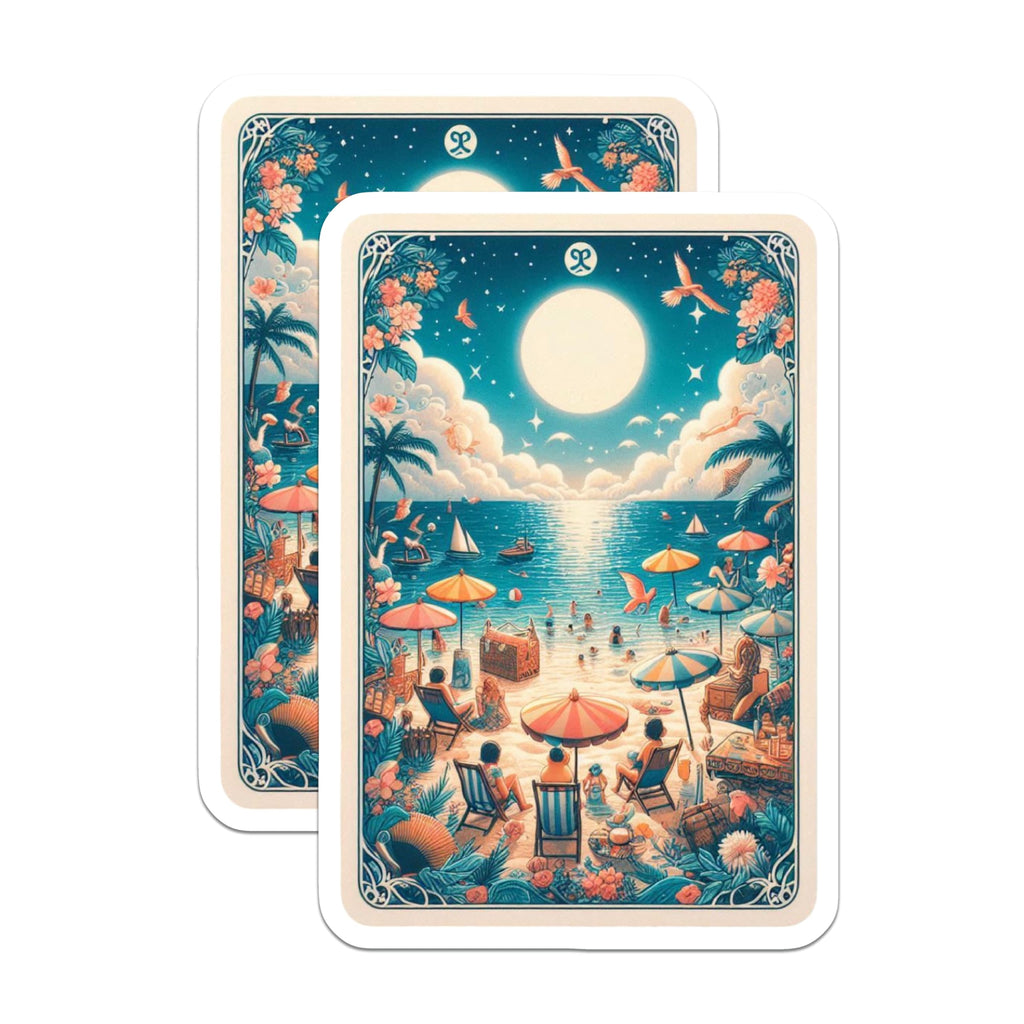 (2 Pack) Beach Scenery Magnets - Tropical Vacation Art - Retro Summer Vibes Decor - 5" On Longest Side - Premium Magnet - for Cars, Refrigerators, Toolboxes, Lockers - Made in USA - MAG14535
