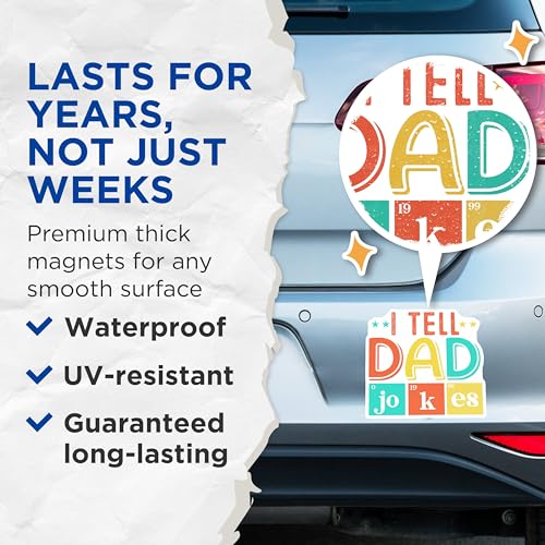 (2 Pack) I Tell Dad Jokes Magnets - Funny Dad Joke Magnets - FatherÃ¢â‚¬â„¢s Day Decor Magnets - 5" On Longest Side - for Cars, Refrigerators, Toolboxes, Lockers - Made in USA BMCS3092
