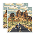 (2 Pack) Motorcycle Magnets - Desert Road Trip Art - Southwest Vibe - 5" On Longest Side - Premium Magnet - for Cars, Refrigerators, Toolboxes, Lockers - Made in USA - MAG17837