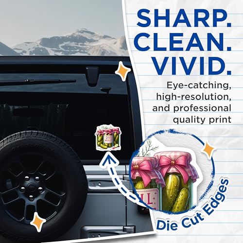 (2 Pack) Pickle Lover Stickers - Funny Dill Pun - Unique Jar Pickle Decal - 5" On Longest Side - Sticks to Smooth Flat Surfaces - Made in USA - BMCS9941