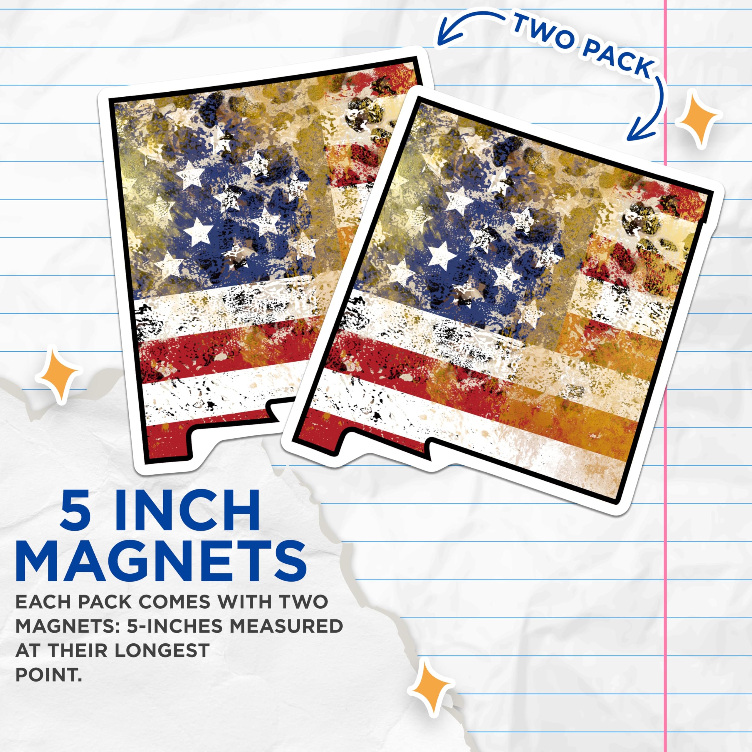(2 Pack) New Mexico Flag Magnets - American Flag Art - NM Souvenir - 5" On Longest Side - Premium Magnet - for Cars, Refrigerators, Toolboxes, Lockers - Made in USA - MAG18830