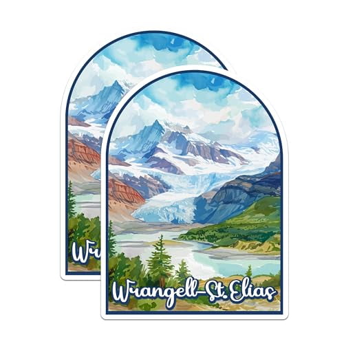 (2 Pack) Wrangell - St Elias National Park Bumper Magnet - US National Park - Choose from 63 Parks - 5" On Longest Side - Decal for Car Bumper, Laptop, Water Bottle, Wall, and Window - MAG1542