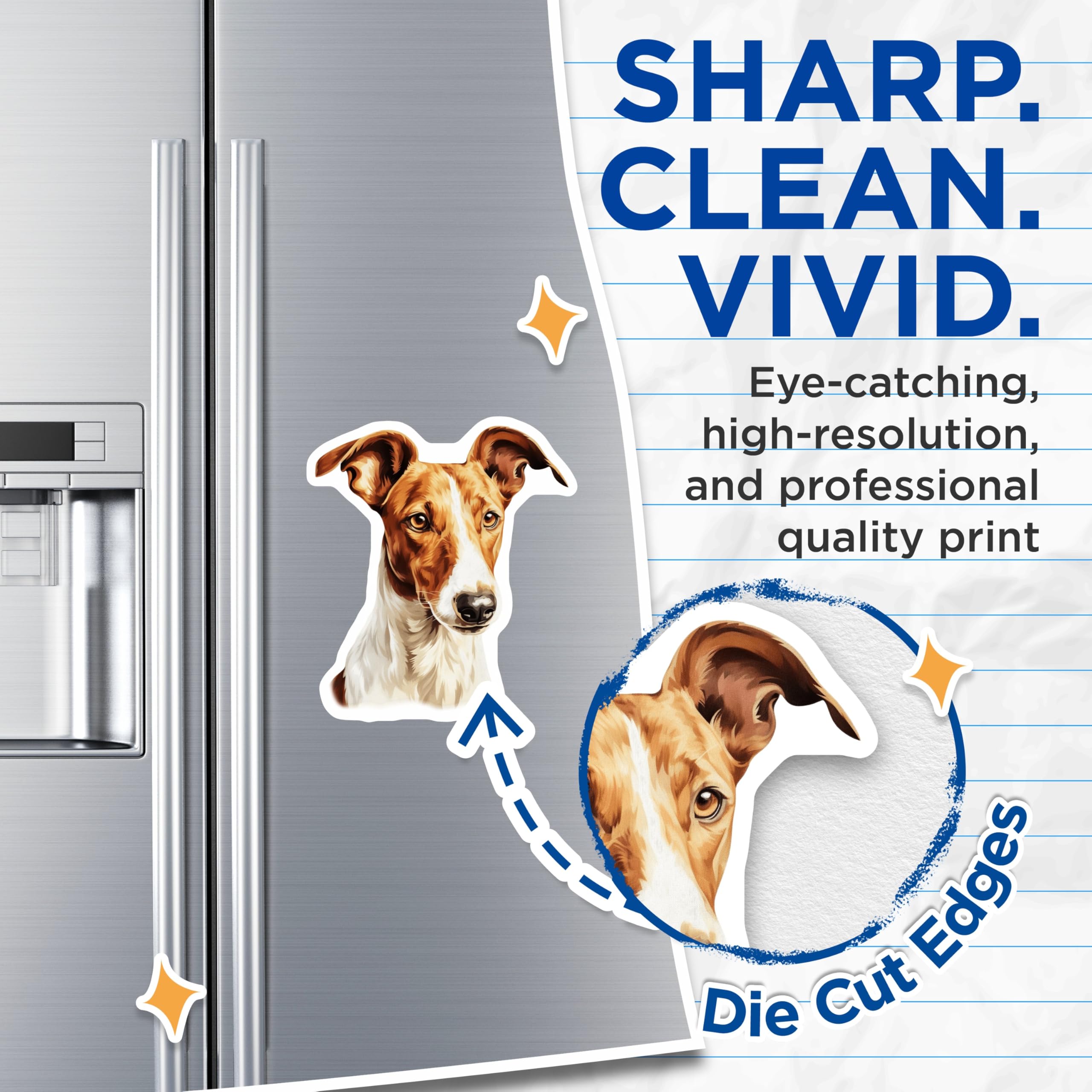 (2 Pack) Jack Russell Terrier Magnets - Dog Lover Decor - Canine Breed Art - Pet Refrigerator Accessory - 5 Inches On Longest Side - Thick Durable Magnet - Made in USA - MAG23364
