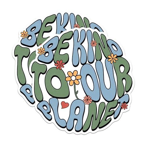 (2 Pack) Eco Friendly Stickers - Be Kind to Our Planet Stickers - Environmental Awareness Stickers - 5" On Longest Side - Sticks to Any Smooth Flat Surface - Made in USA - BMCS3026