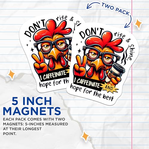 (2 Packs) Don't Rise and Shine Magnets - I Caffeinate and Hope for The Best Magnets - 5 Inches On Longest Side - Premium Magnet - for Fridges, Toolboxes, Cars - Made in USA - MAG2308