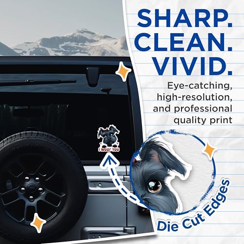 (2 Packs) I Woof You Schnauzer Dog Stickers - Schnauzer Dog Breed Decals - 5 Inches On Longest Side - Premium Vinyl Decal - Sticks to Any Smooth Flat Surface - Made in USA - BMCS2531