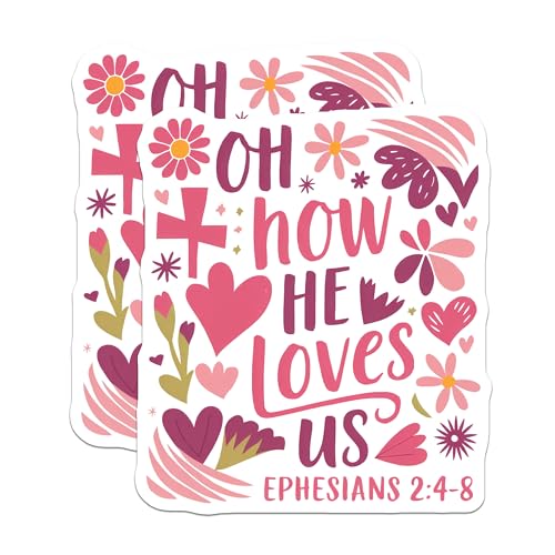 (2 Pack) Inspirational Bible Verse Stickers - 5" On Longest Side - Sticks to Smooth Flat Surfaces - Made in USA - BMCS9022 - BMCS9022