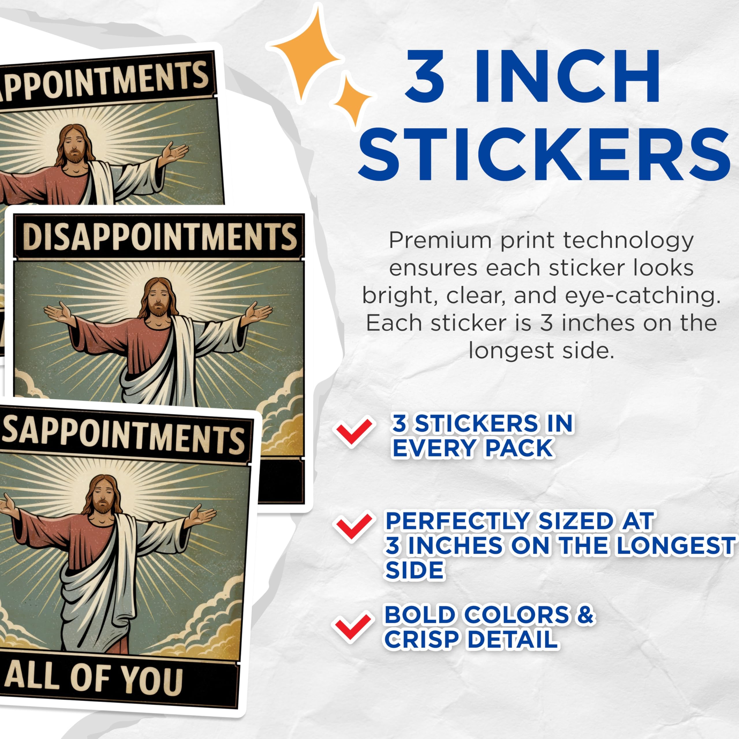 (3 Pack) Disappointments All of You Decals - Funny Meme Decal - Sarcastic Laptop Decal - 3 Inches On Longest Side - Easy Peel & Apply - Made in USA - 3MCS2214