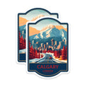 (2 Pack) Calgary Canada Magnets - Iconic Rocky Mountains Travel Art - City Skyline Souvenir - Alberta Winter Scene Decor - 5 Inches On Longest Side - Thick Durable Magnet - Made in USA - MAG22730
