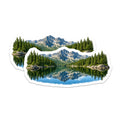 (2 Pack) Mountain Lake Reflection Magnets - Pine Forest Scenic - Wilderness Landscape Decor - 5 Inches On Longest Side - Thick Durable Magnet - Made in USA - MAG39849