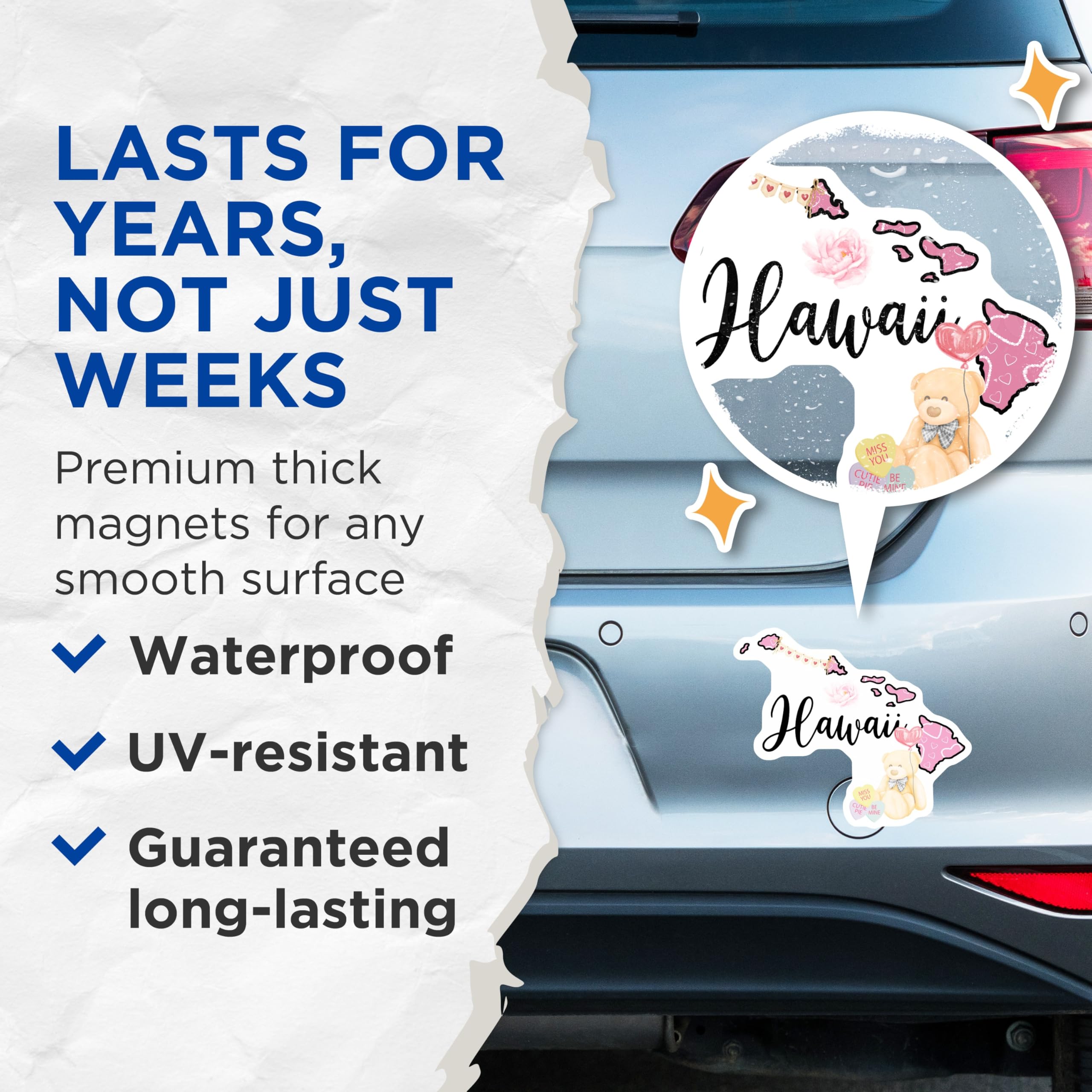 (2 Pack) Hawaii Magnets - Hawaii Teddy Bear - Hawaii Decorations - 5" On Longest Side - Premium Magnet - for Cars, Refrigerators, Toolboxes, Lockers - Made in USA - MAG17150