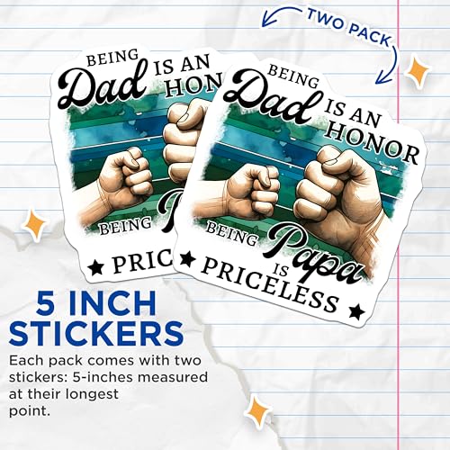 (2 Pack) Dad Fixer of All Things Stickers - Funny Dad Meme Stickers - Father's Day Gift for Dad from Kids - 5" On Longest Side - Sticks to Any Smooth Flat Surface - Made in USA - BMCS3236