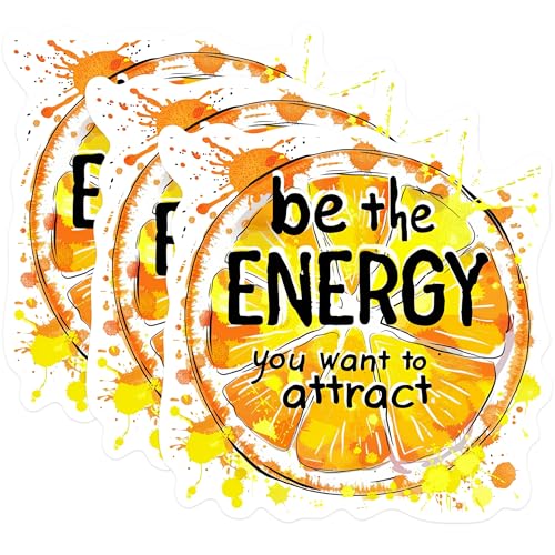 (3 Pack) Energy Quote Decals - Motivational Decal - Orange Slice Laptop Decal - 3 Inches On Longest Side - Easy Peel & Apply - Made in USA - 3MCS0585