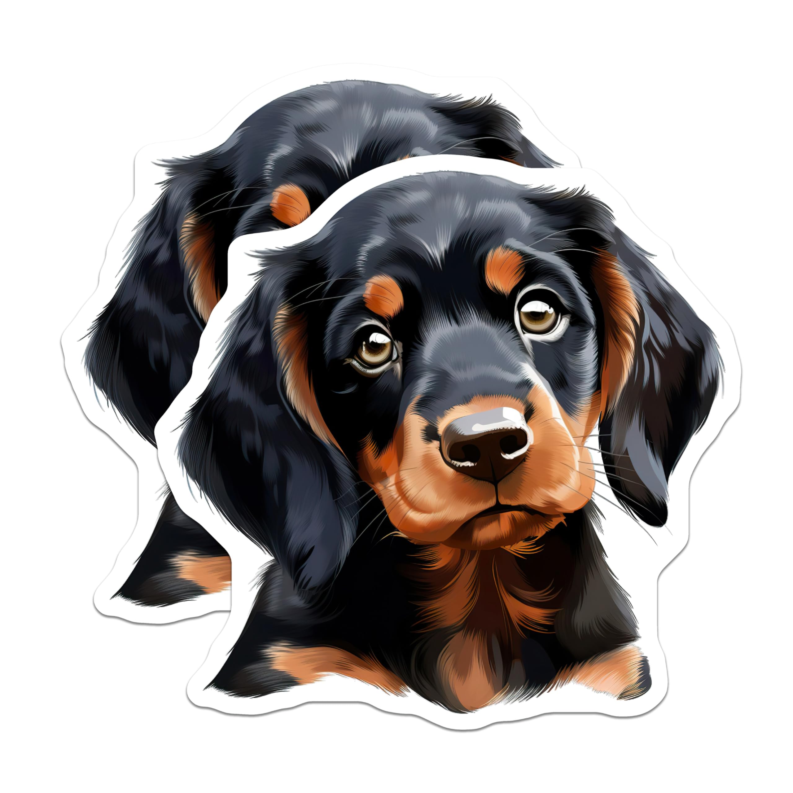 (2 Pack) Cute Dachshund Puppy Magnets - Black Tan Dog Art - Pet Lover Fridge Decor - Animal Lover Accessory - 5 Inches On Longest Side - Thick Durable Magnet - Made in USA - MAG30874