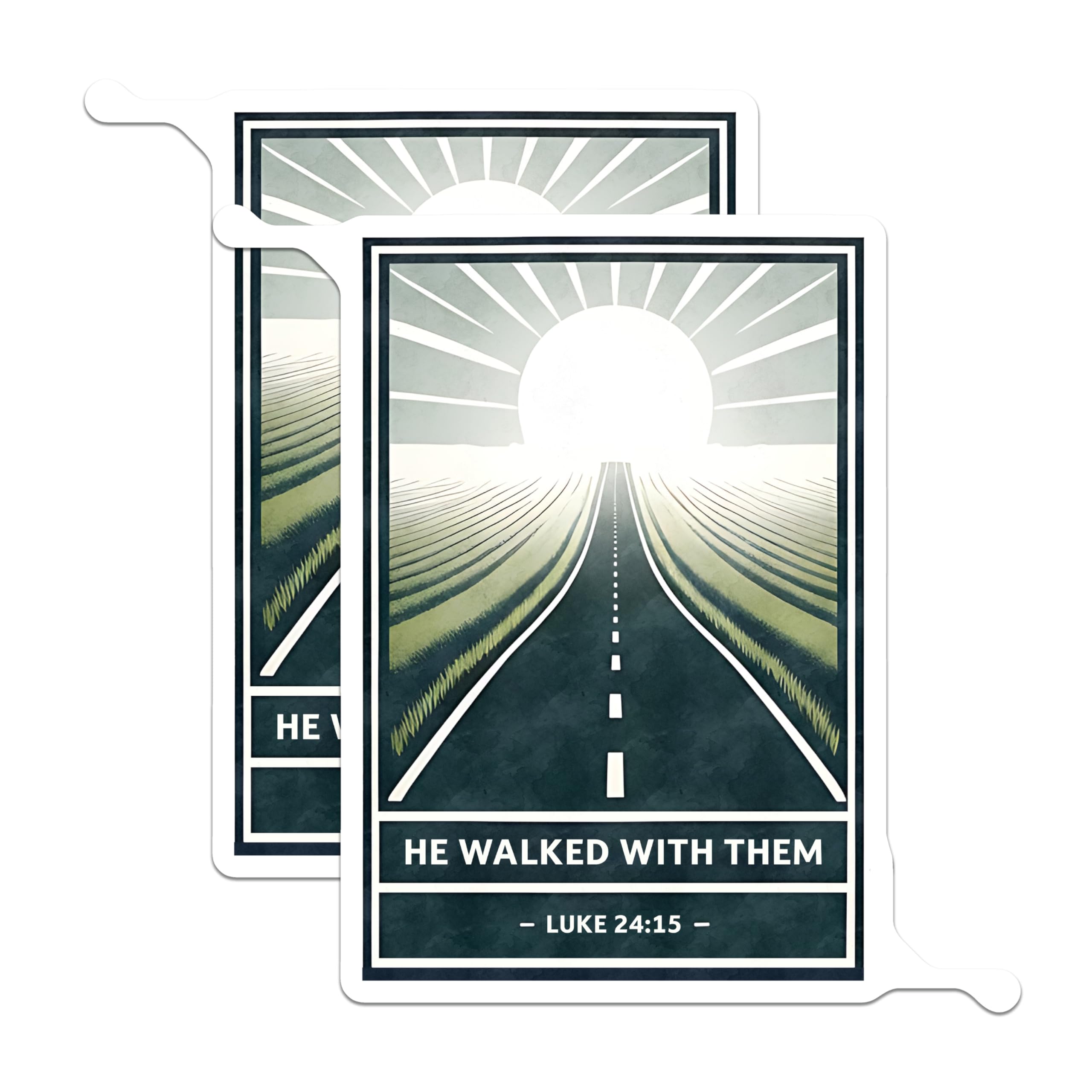 (2 Pack) Christian Bible Verse Magnets - He Walked with Them Quote - Luke 24:15 Spiritual Faith Refrigerator Decor - 5 Inches On Longest Side - Thick Durable Magnet - Made in USA - MAG29553