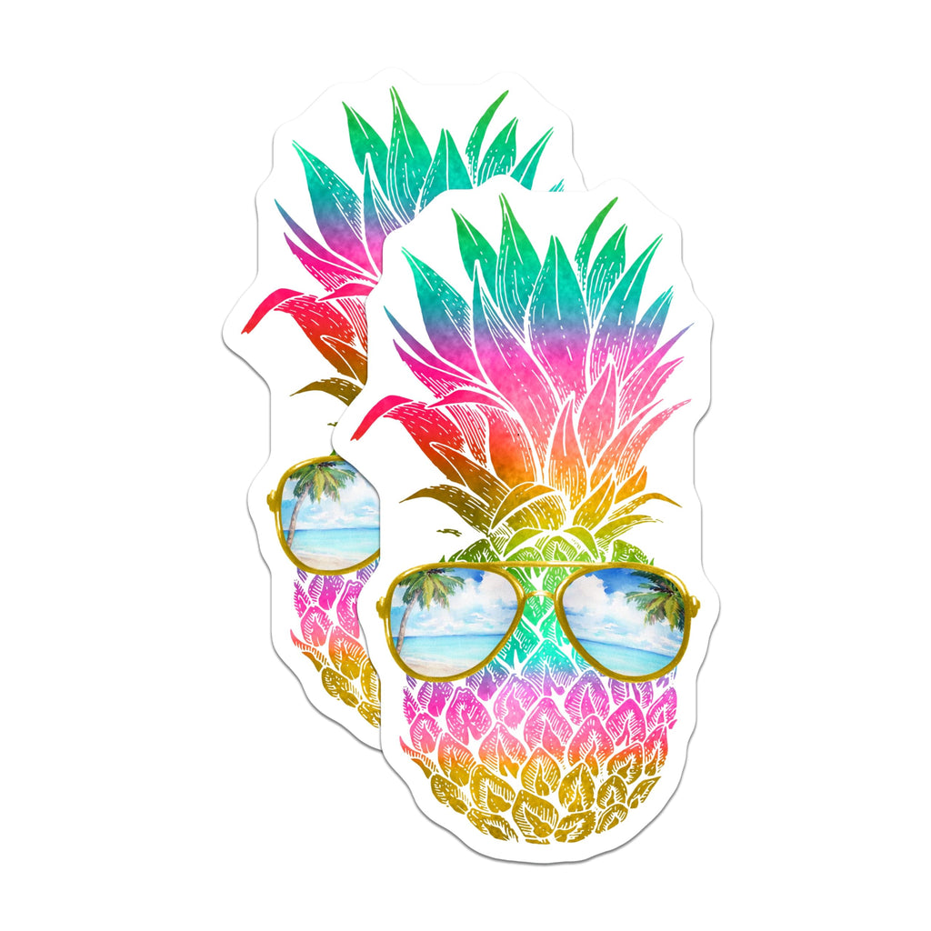 (2 Pack) Pineapple Magnets - Tropical Decor - Beach Vibes Fridge Magnets - 5" On Longest Side - Premium Magnet - for Cars, Refrigerators, Toolboxes, Lockers - Made in USA - MAG16973