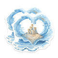(2 Pack) Sandcastle Island Magnets Ocean Beach - Heart Shaped Wave Art Summer - Coastal Home Kitchen Refrigerator Decoration - 5 Inches On Longest Side - Thick Durable Magnet - Made in USA - MAG20030