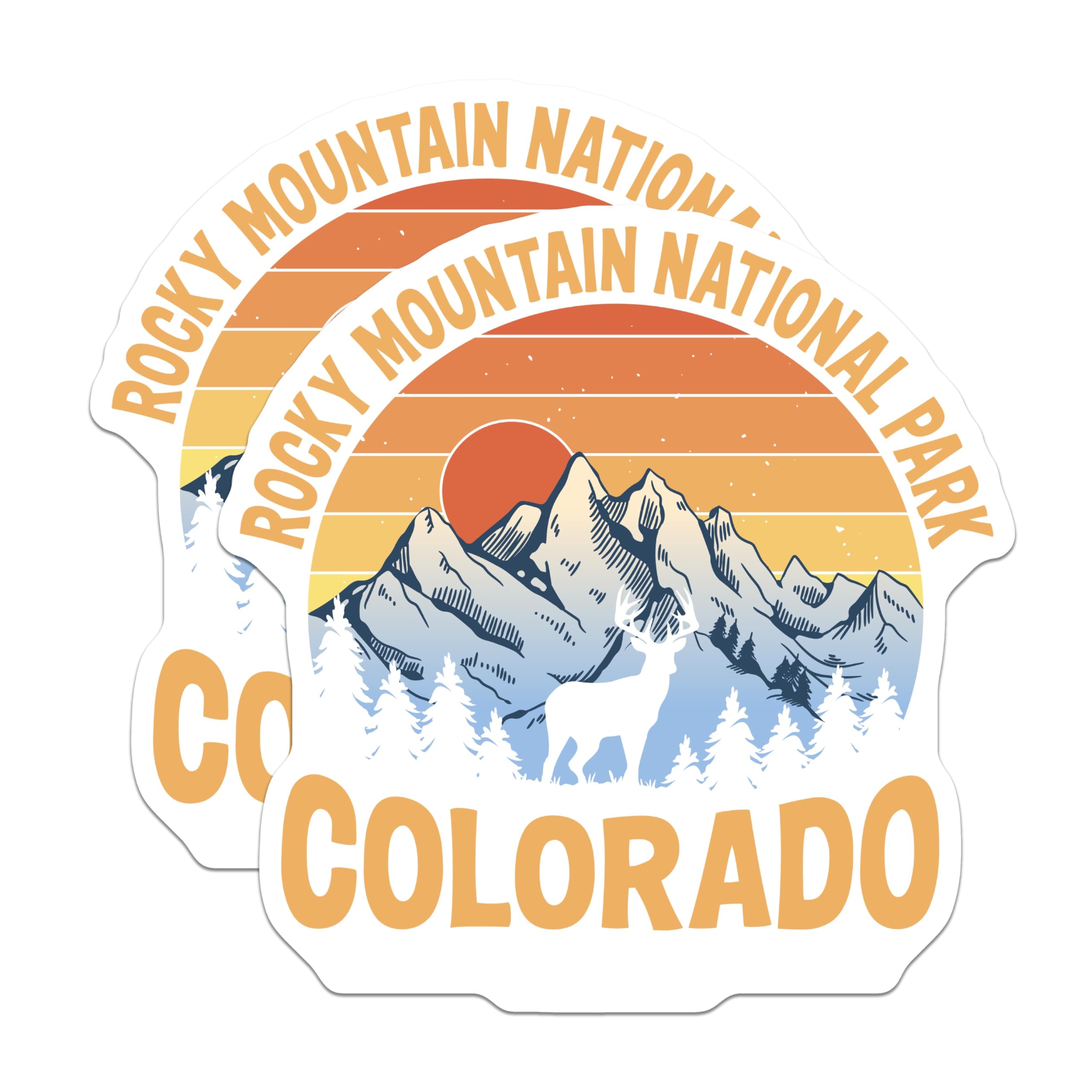 (2 Pack) Colorado Magnets - Rocky Mountain National Park - Deer Scene Refrigerator Magnets - 5" On Longest Side - Premium Magnet - for Cars, Refrigerators, Toolboxes, Lockers - Made in USA - MAG18996
