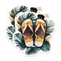 (2 Pack) Summer Beach Flip Flops Stickers - Tropical Vacation - Relaxing Summer Vibes - 5" On Longest Side - Sticks to Smooth Flat Surfaces - Made in USA - BMCS9331