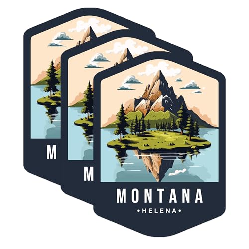 (3 Pack) Montana Decals - Helena Travel Sticker - Mountain Laptop Decals - 3 Inches On Longest Side - Easy Peel & Apply - Made in USA - 3MCS0367
