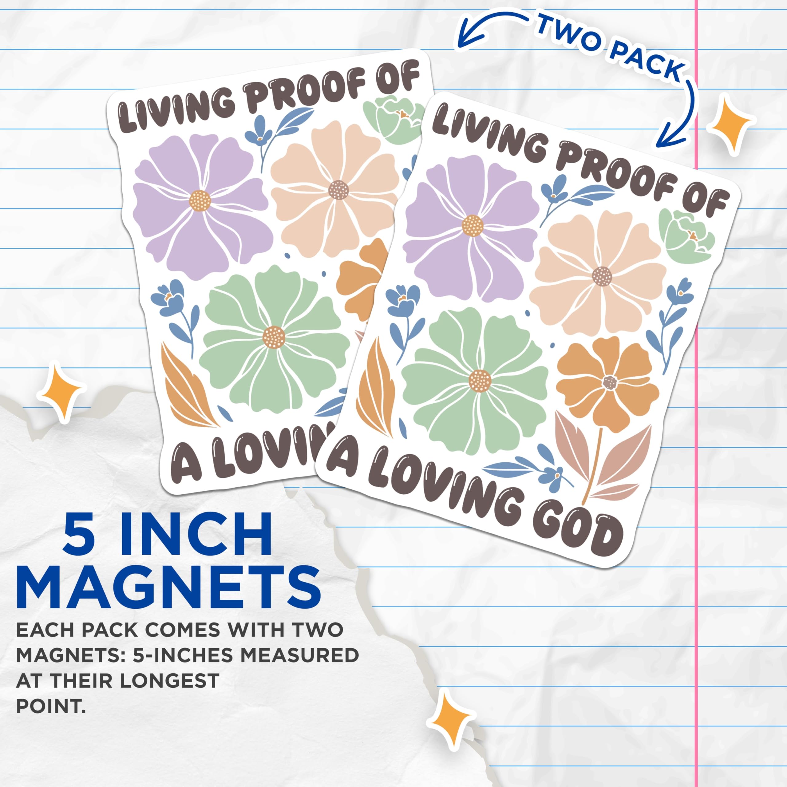 (2 Pack) Living Proof Magnets - Loving God Decor - Floral Faith Magnets - 5" On Longest Side - Premium Magnet - for Cars, Refrigerators, Toolboxes, Lockers - Made in USA - MAG16780