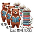 (3 Pack) Read More Books Decals - Bear Reader Stickers - Laptop Decal - 3 Inches On Longest Side - Easy Peel & Apply - Made in USA - 3MCS1565