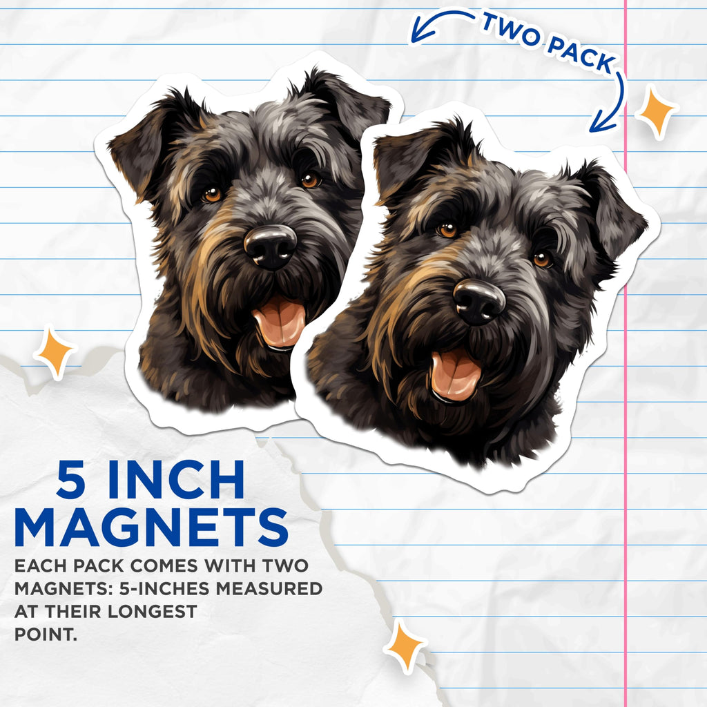 (2 Pack) Black Schnauzer Dog Magnets - Happy Dog Face Fridge Decor - Pet Parent Kitchen Accessories - 5 Inches On Longest Side - Thick Durable Magnet - Made in USA - MAG28827