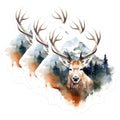 (3 Pack) Deer Decals - Watercolor Deer Art - Mountain Laptop Decals - 3 Inches On Longest Side - Easy Peel & Apply - Made in USA - 3MCS2577