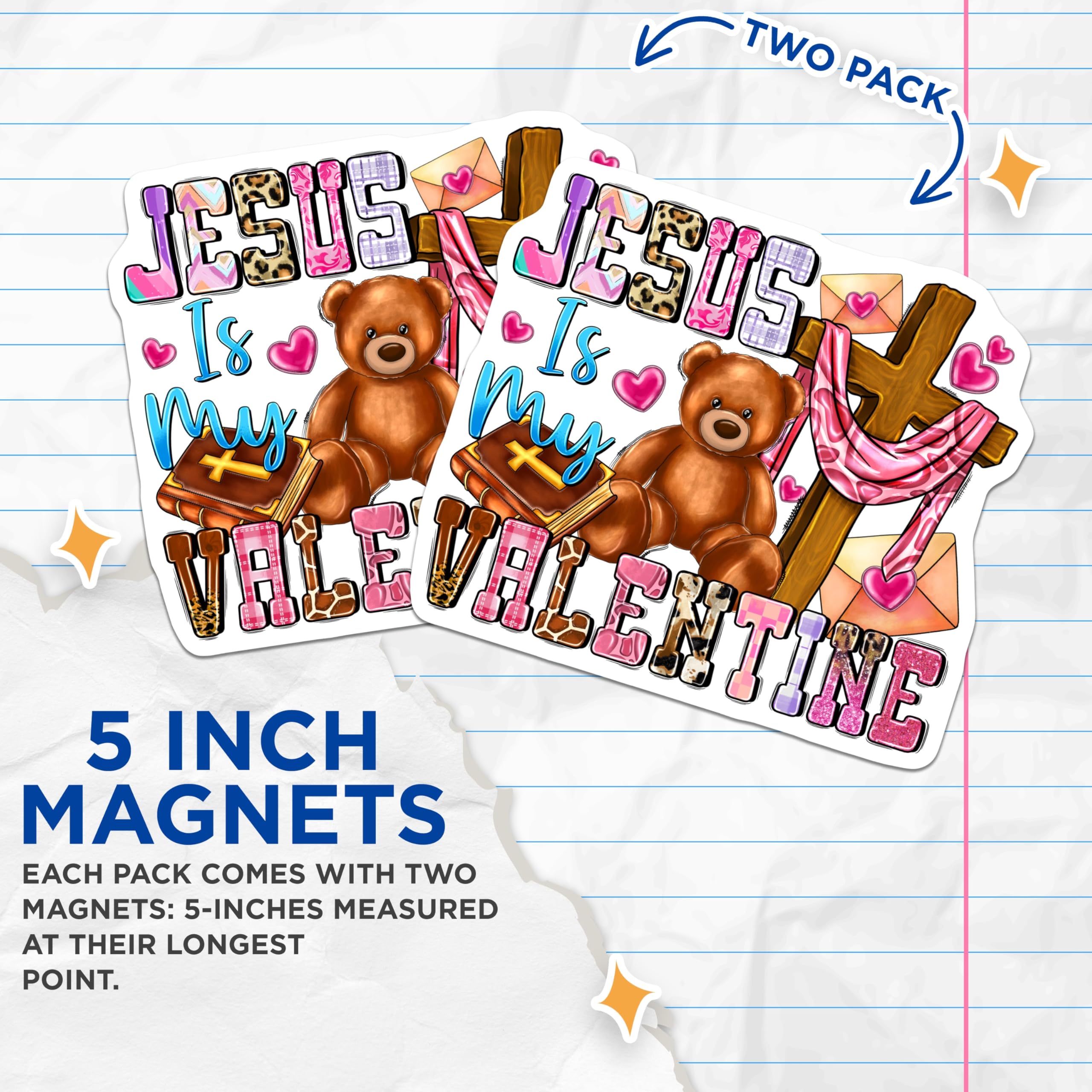 (2 Pack) Jesus is My Valentine Magnets - Faith Based Decor - Religious Holiday Accents - 5 Inches On Longest Side - Thick Durable Magnet - Made in USA - MAG28967
