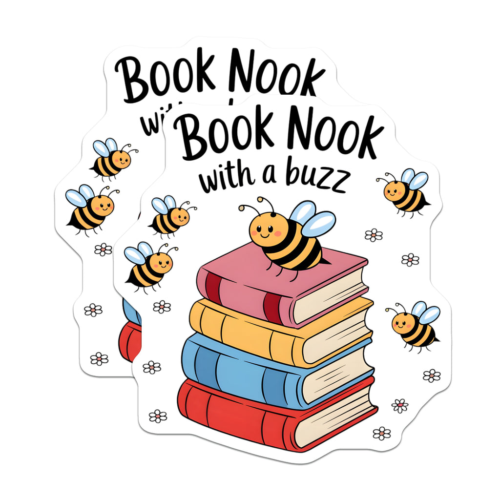 (2 Pack) Book Nook Magnets - Cute Reading Decor - Book Lover Bee - Librarian Teacher Student - 5 Inches On Longest Side - Thick Durable Magnet - Made in USA - MAG36507