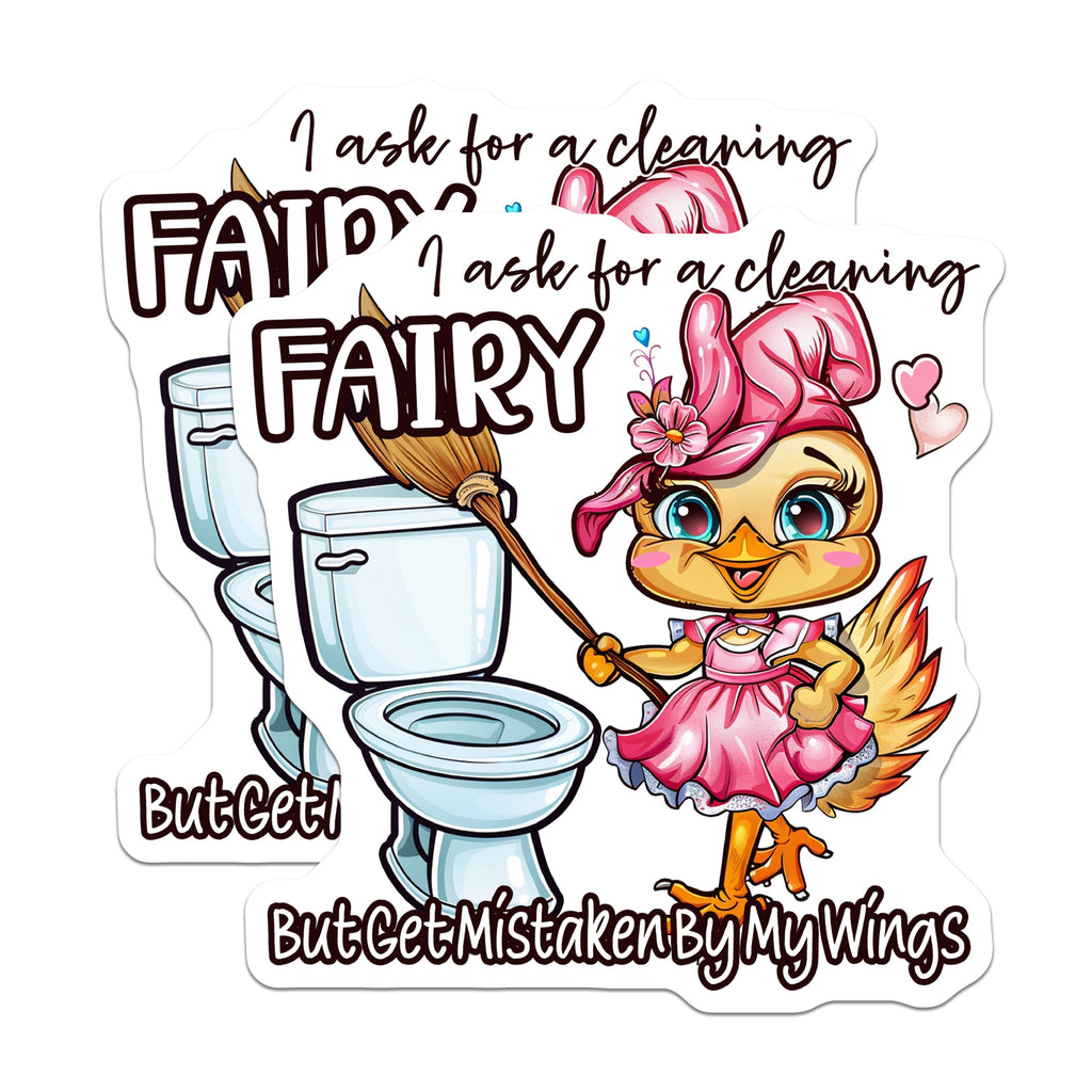 (2 Pack) Funny Cleaning Fairy Magnets - Sarcastic Mom Humor Decor - Refrigerator Appliance Fun - 5 Inches On Longest Side - Thick Durable Magnet - Made in USA - MAG36297