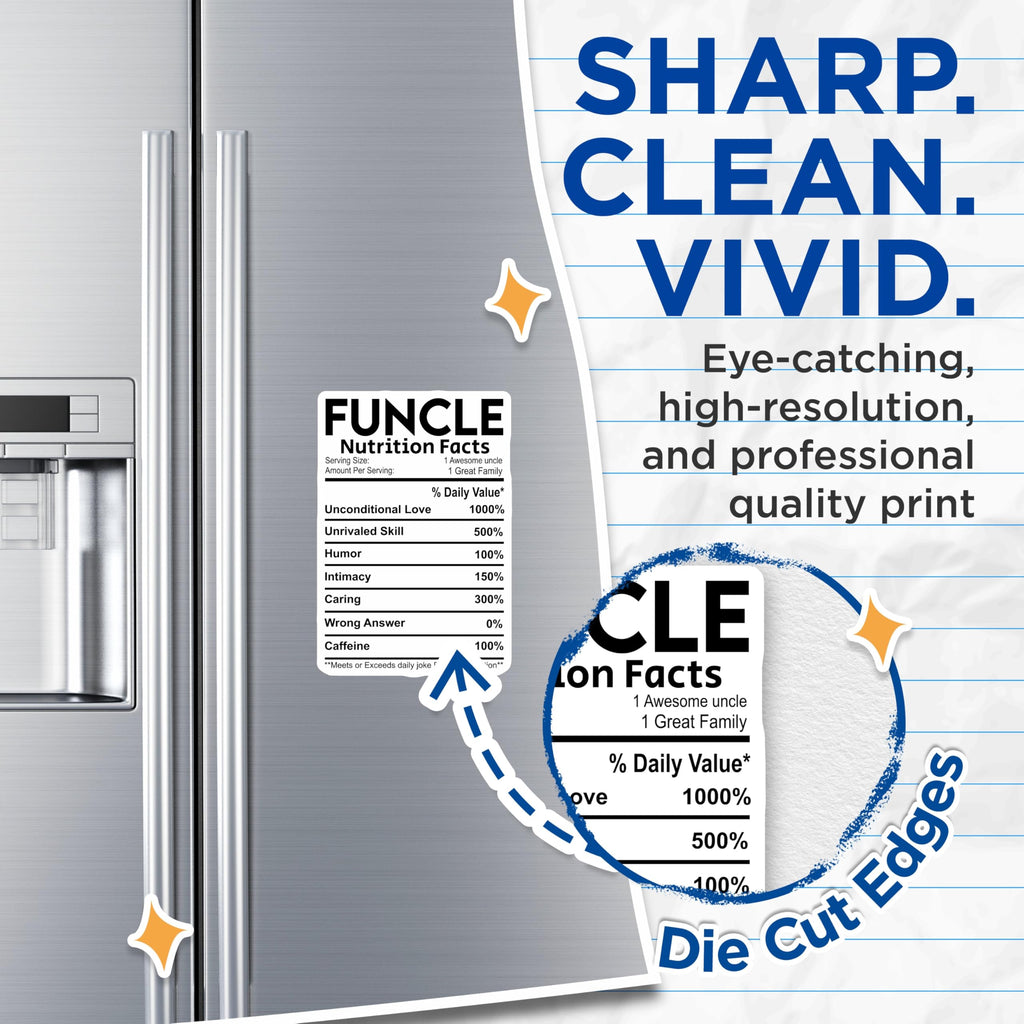 (2 Pack) Funcle Magnets - Uncle Nutrition Facts - Awesome Uncle Family Magnets - 5" On Longest Side - Premium Magnet - for Cars, Refrigerators, Toolboxes, Lockers - Made in USA - MAG15184