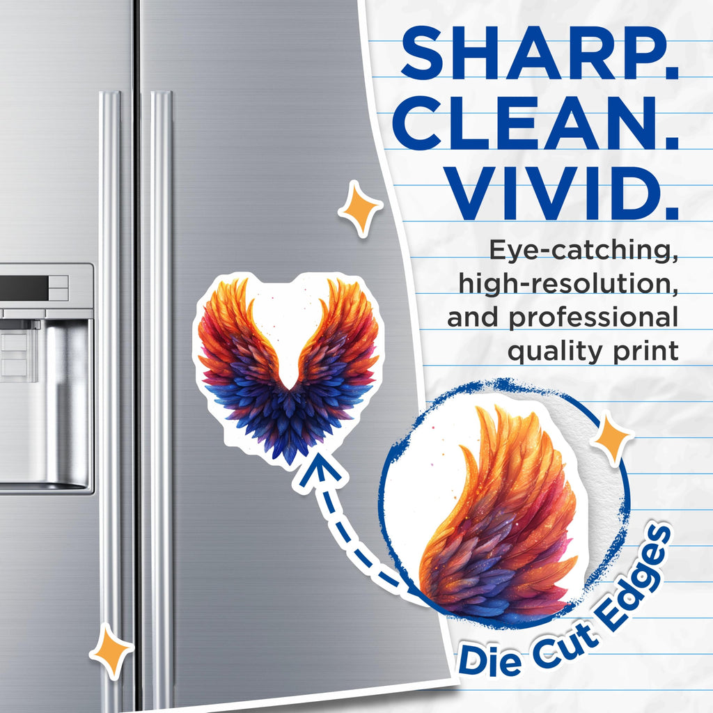 (2 Pack) Phoenix Wings Magnets - Ethereal Colorful Feathers - Mystical Refrigerator Accessory - 5 Inches On Longest Side - Thick Durable Magnet - Made in USA - MAG26888