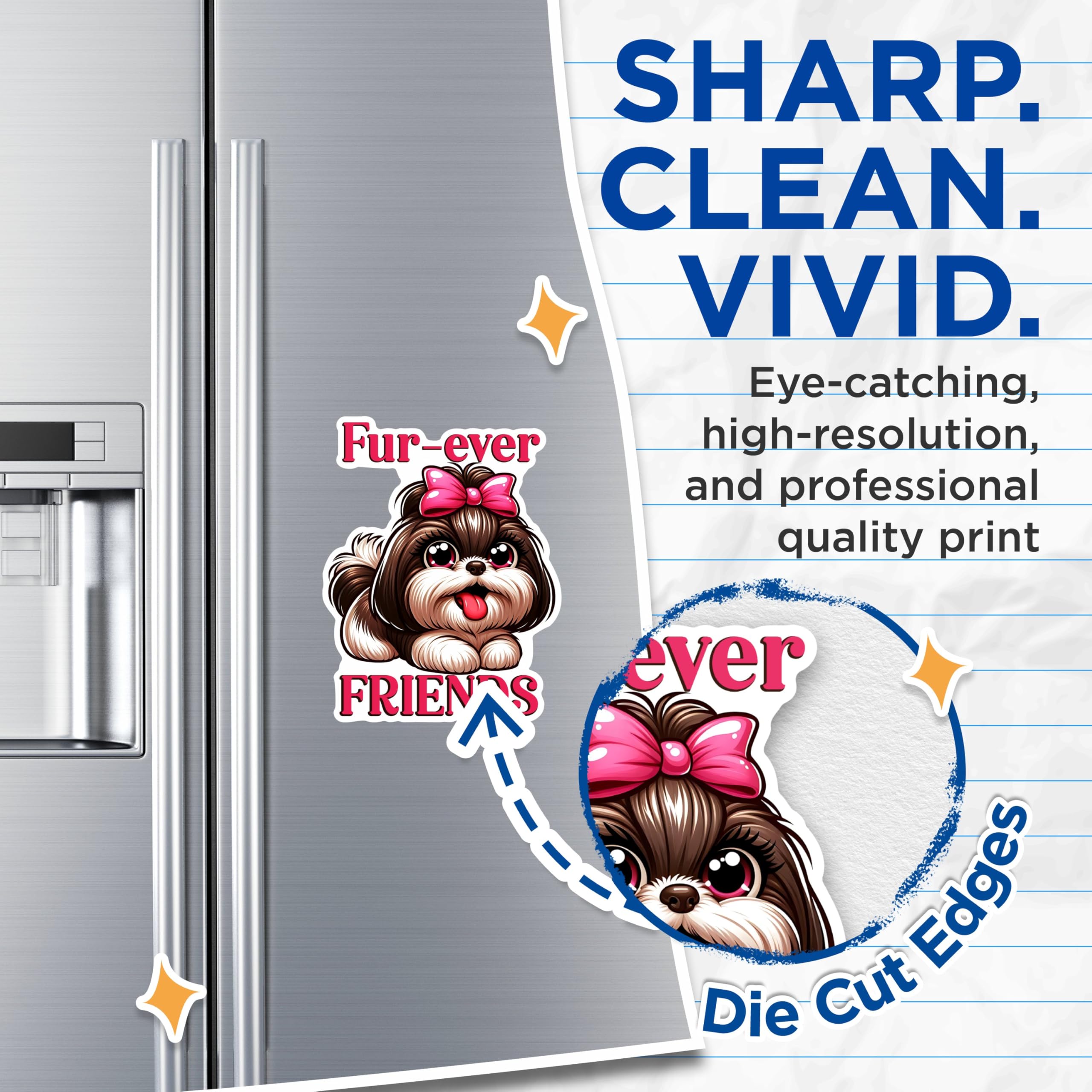 (2 Packs) Fur-Ever Friends Magnets - Cute Mini Dog Breed Magnets - 5 Inches On Longest Side - Premium Magnet - for Fridges, Toolboxes, Cars - Made in USA - MAG2413