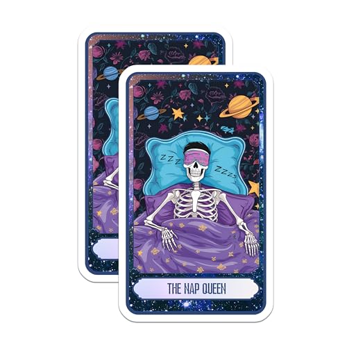 (2 Pack) Sleep Decor Magnet - Funny Sleep Quotes - Quirky Decor - Skeleton Art - 5" On Longest Side - Sticks to Smooth Flat Surfaces - Made in USA - MAG9998