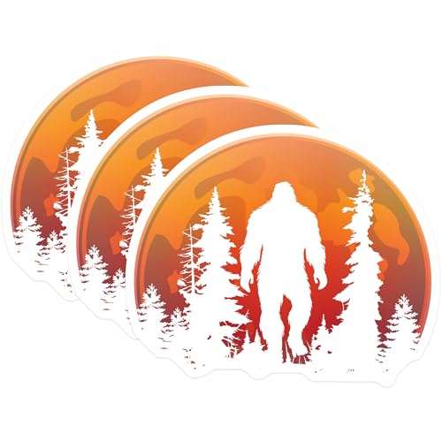 (3 Pack) Bigfoot Decals - Sasquatch Laptop Decal - Cryptozoology Sticker - 3 Inches On Longest Side - Easy Peel & Apply - Made in USA - 3MCS2588