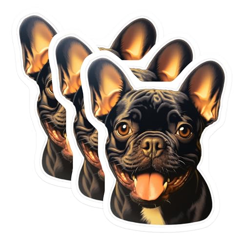 (3 Pack) French Bulldog Decals - Cute Puppy Stickers - Dog Lover Decal - 3 Inches On Longest Side - Easy Peel & Apply - Made in USA - 3MCS2723