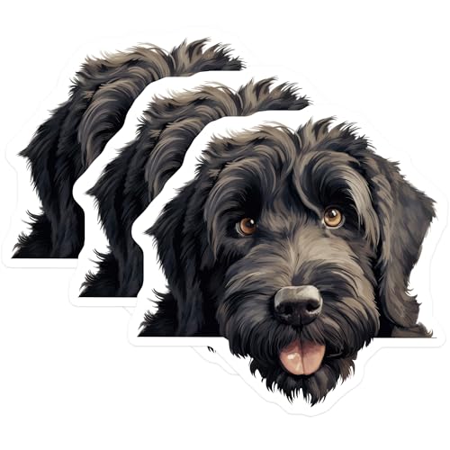 (3 Pack) Black Russian Terrier Decals - Cute Dog Laptop Decals - Pet Lover Car Decals - 3 Inches On Longest Side - Easy Peel & Apply - Made in USA - 3MCS8637