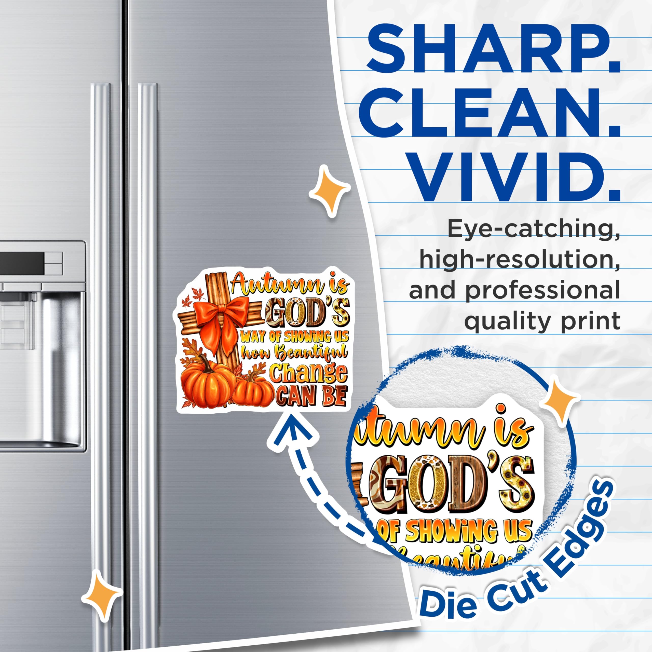 (2 Pack) Autumn Blessing Magnets - Inspirational Fall Decor - Christian Refrigerator Magnets - 5 Inches On Longest Side - Thick Durable Magnet - Made in USA - MAG30662
