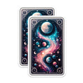 (2 Pack) Cosmic Galaxy Magnets - Celestial Space Art - Nebula Planets Decor - 5 Inches On Longest Side - Thick Durable Magnet - Made in USA - MAG21875
