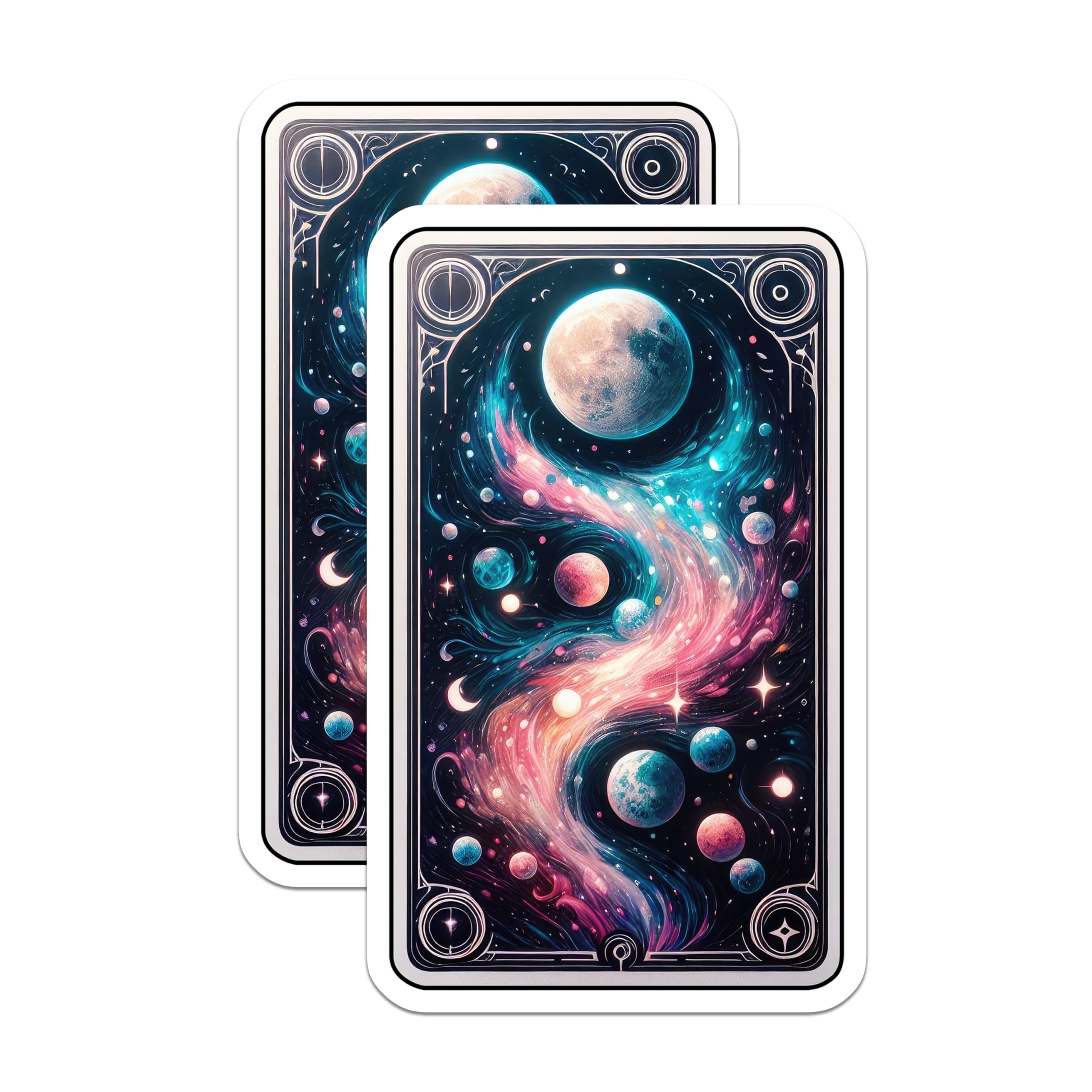 (2 Pack) Cosmic Galaxy Magnets - Celestial Space Art - Nebula Planets Decor - 5 Inches On Longest Side - Thick Durable Magnet - Made in USA - MAG21875