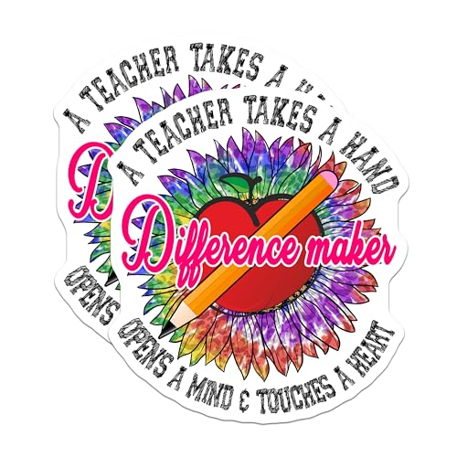 (2 Pack) Teacher Difference Maker Stickers - Inspirational Teacher Quotes - Appreciation Stickers for Educators - 5" On Longest Side - Sticks to Smooth Flat Surfaces - Made in USA - BMCS5719