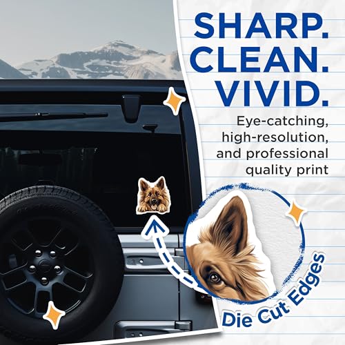 (2 Pack) Cute German Shepherd Dog Stickers - Animal Art Decal - Pet Lover Gift - Dog Breed Sticker - 5" On Longest Side - Sticks to Smooth Flat Surfaces - Made in USA - BMCS9863