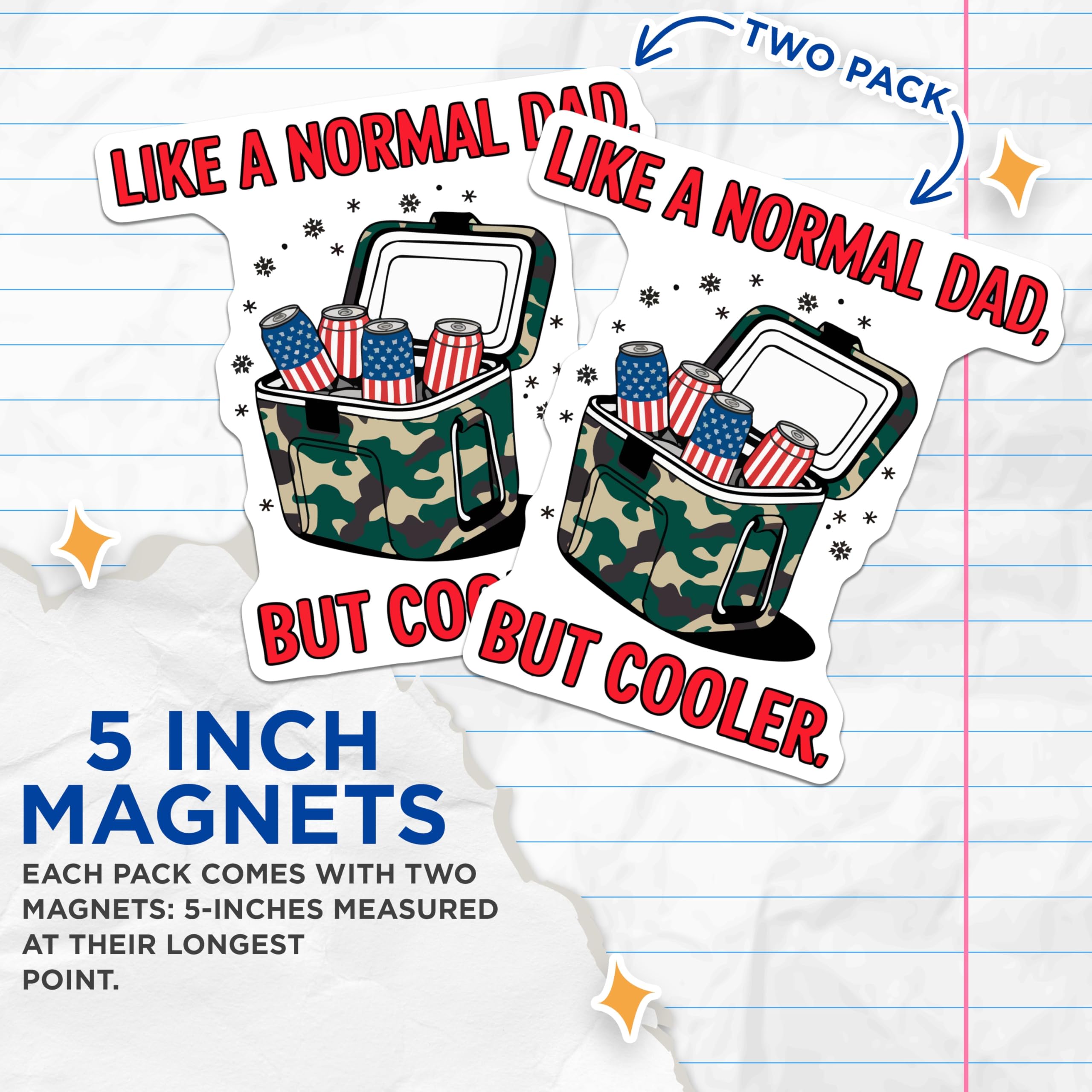 (2 Pack) Dad Cooler Magnets - Funny Father's Day Decor - Like a Normal Dad but Cooler - 5 Inches On Longest Side - Thick Durable Magnet - Made in USA - MAG21985